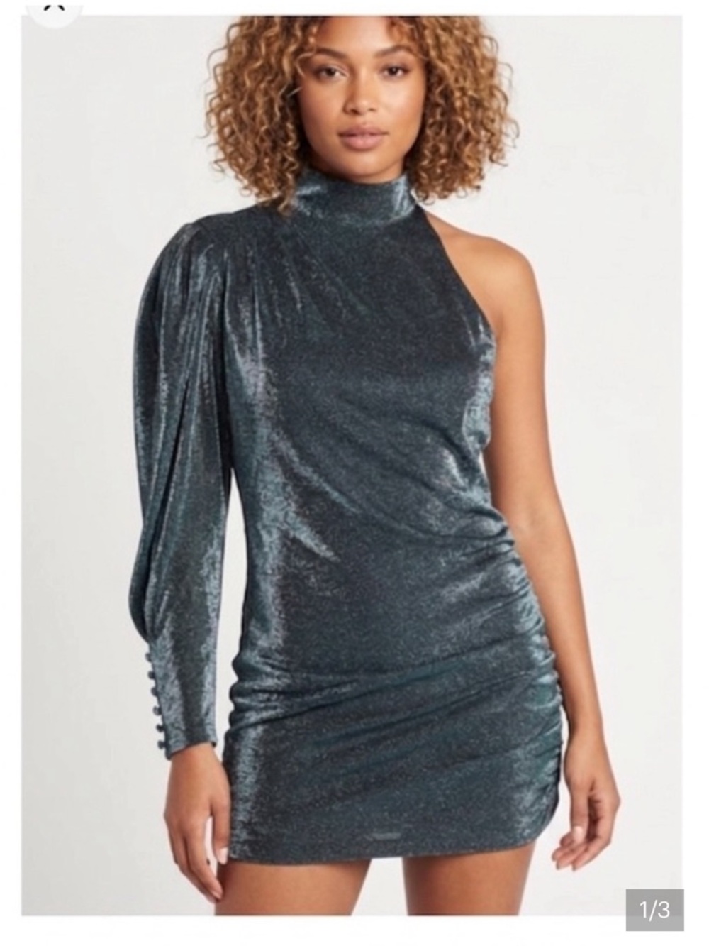 Choosy One-Shoulder Shimmer Mini
Dress